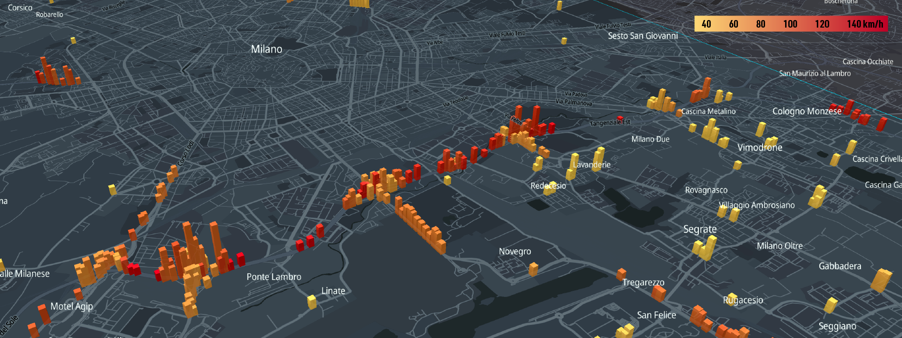 Speeding hotspots in Milan, Italy