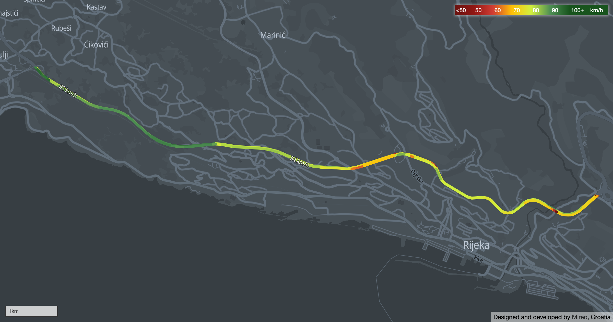 Measuring real-world average travel speed on Rijeka bypass
